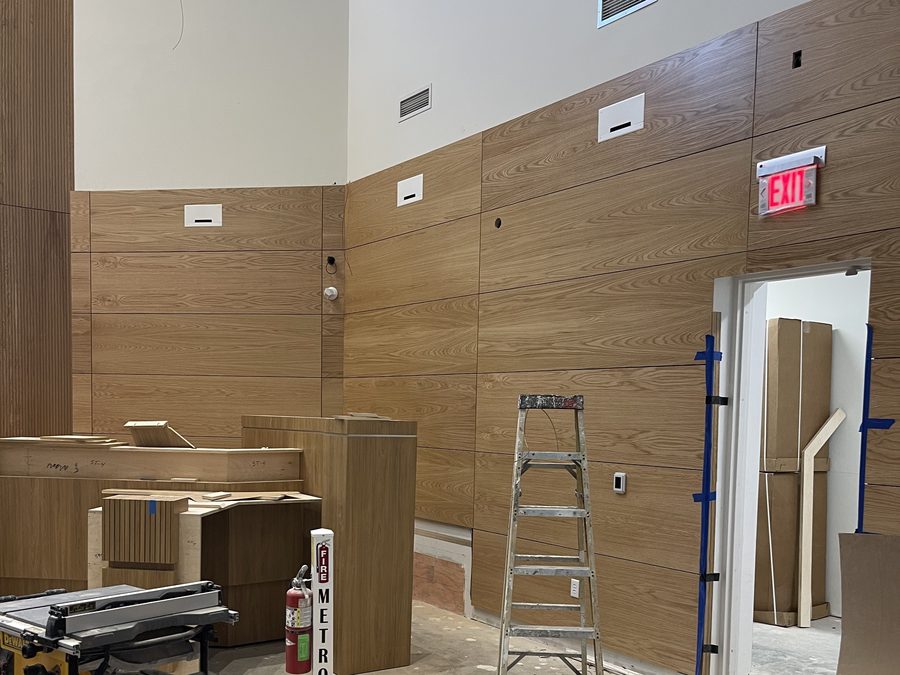 Commercial wall panel installation and interior coordination